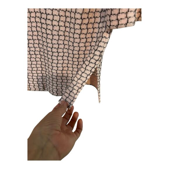 Ming Wang Woven Front Clasp Cardigan Sweater Pale Pink/Blk Notch Collar G27 - Picture 5 of 6